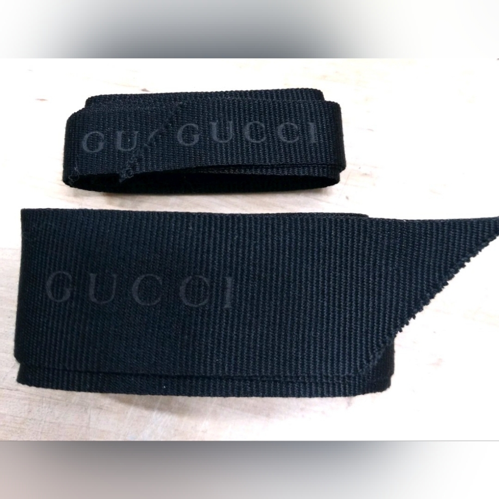Authentic GUCCI Black Logo Ribbon Set 3.75yds – Very Rare 2 Sizes Couture Trim